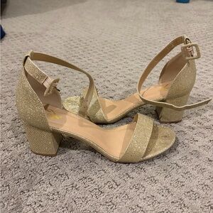 Gold Ankle Strap Heels 9